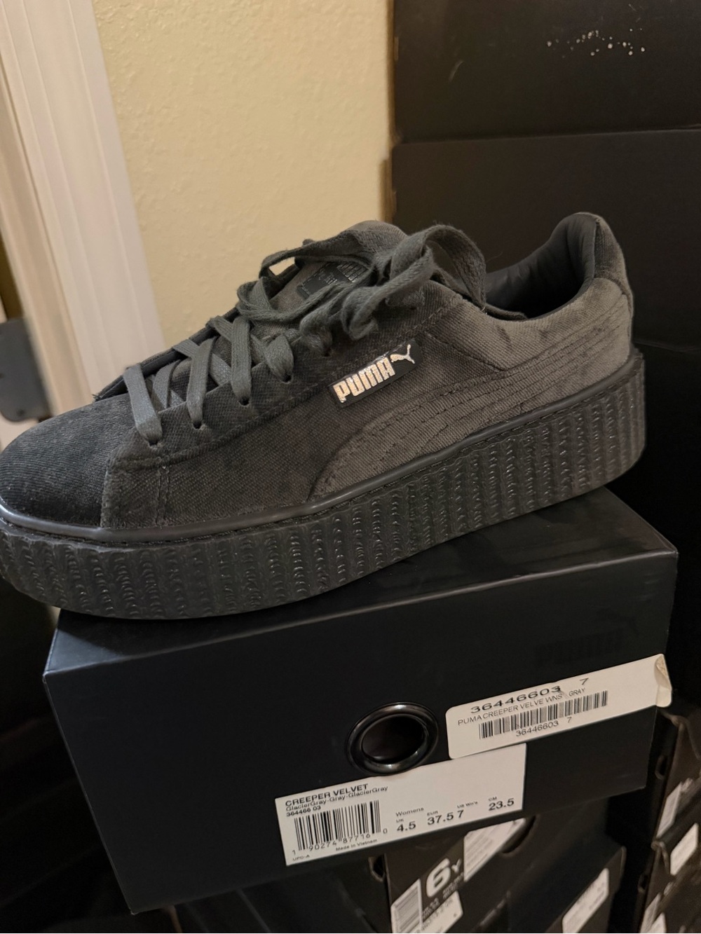 FENTY Puma Black Velvet Platform Creeper Sneaker